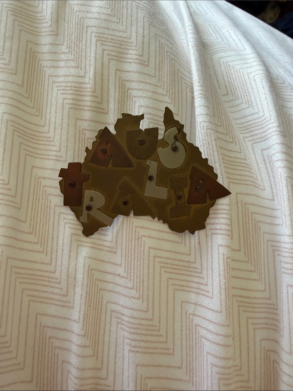 Australia Map Metal Wall Art in Brass Tone